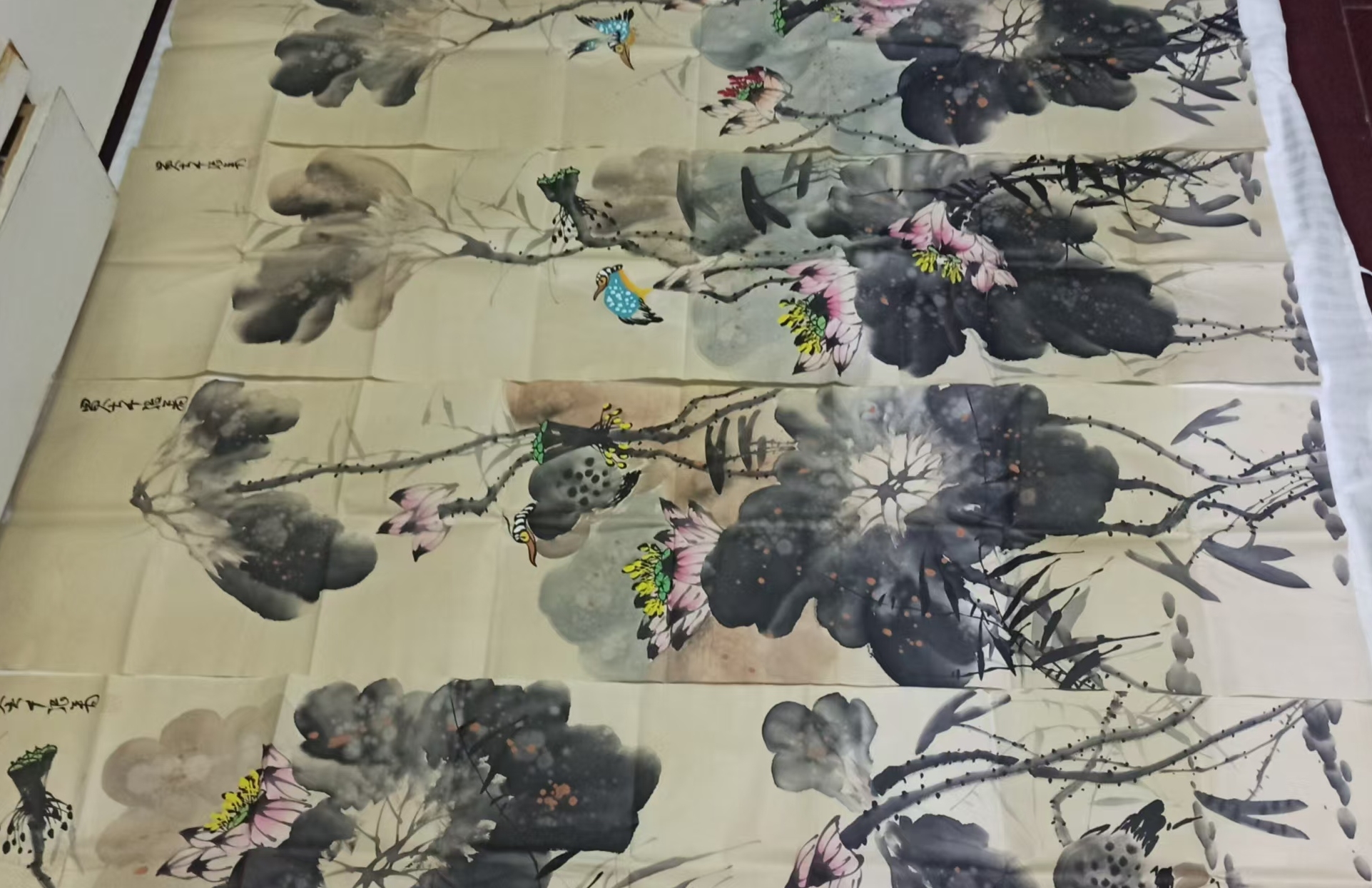 Zhang Daqian’s four panels of lotus flowers