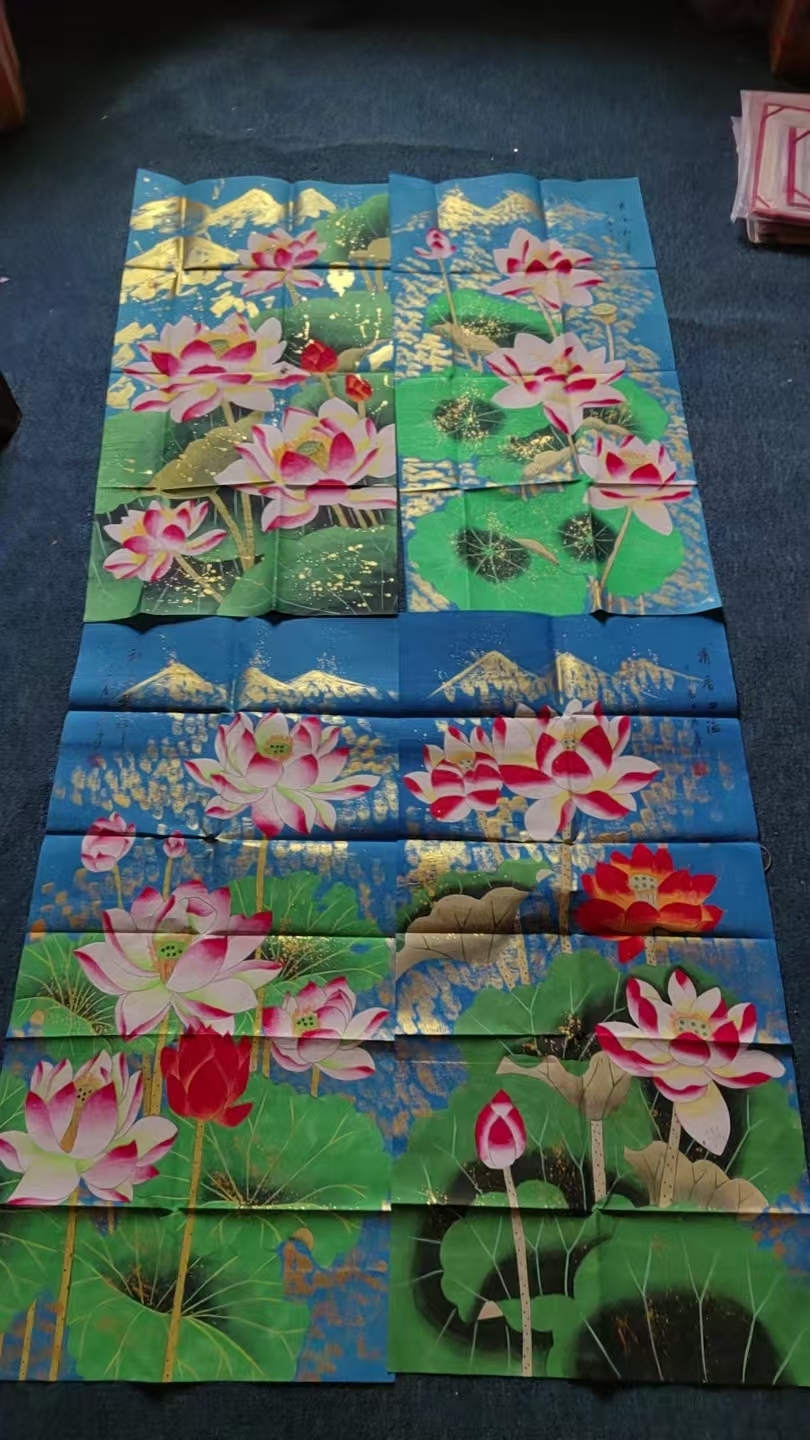 Zhang Daqian’s four panels of lotus flowers