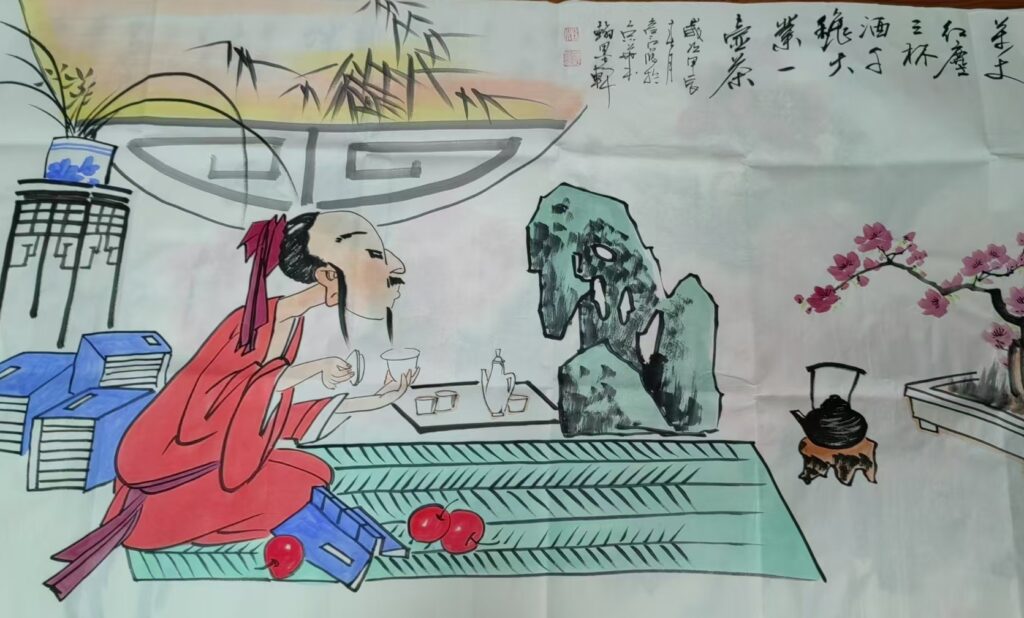 图片[2]-Three cups of wine in the bustling world, a pot of tea for a thousand-year enterprise. Teacher Zhuang Jianjiang 138X68cm-國際博寶藝術品交易網
