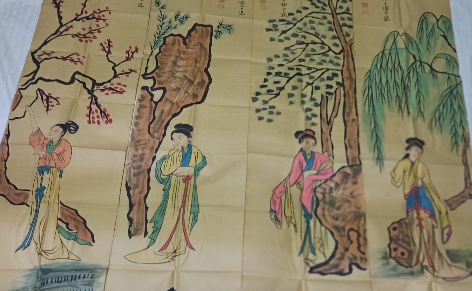 Four panels of Zhang Daqian’s figures