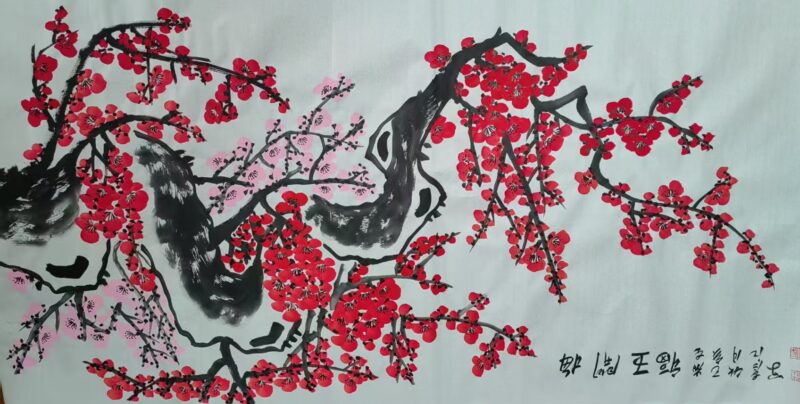 Teacher Zhuang Jianjiang's painting of the five blessings, 138 × 68 cm-國際博寶藝術品交易網