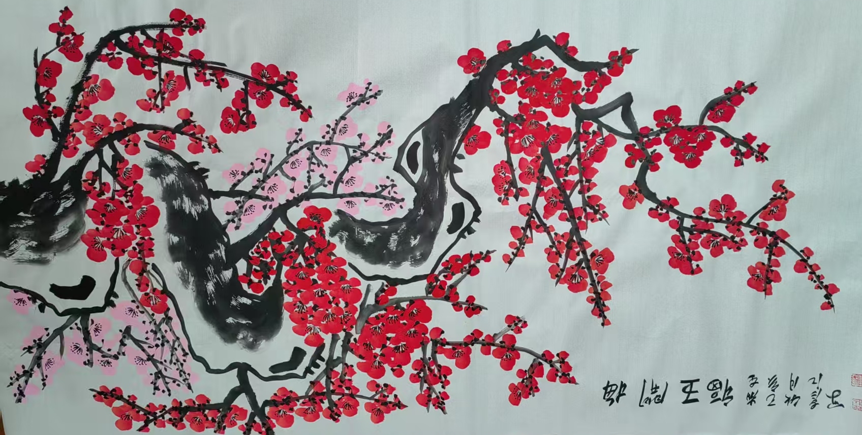 Teacher Zhuang Jianjiang’s painting of the five blessings, 138 × 68 cm