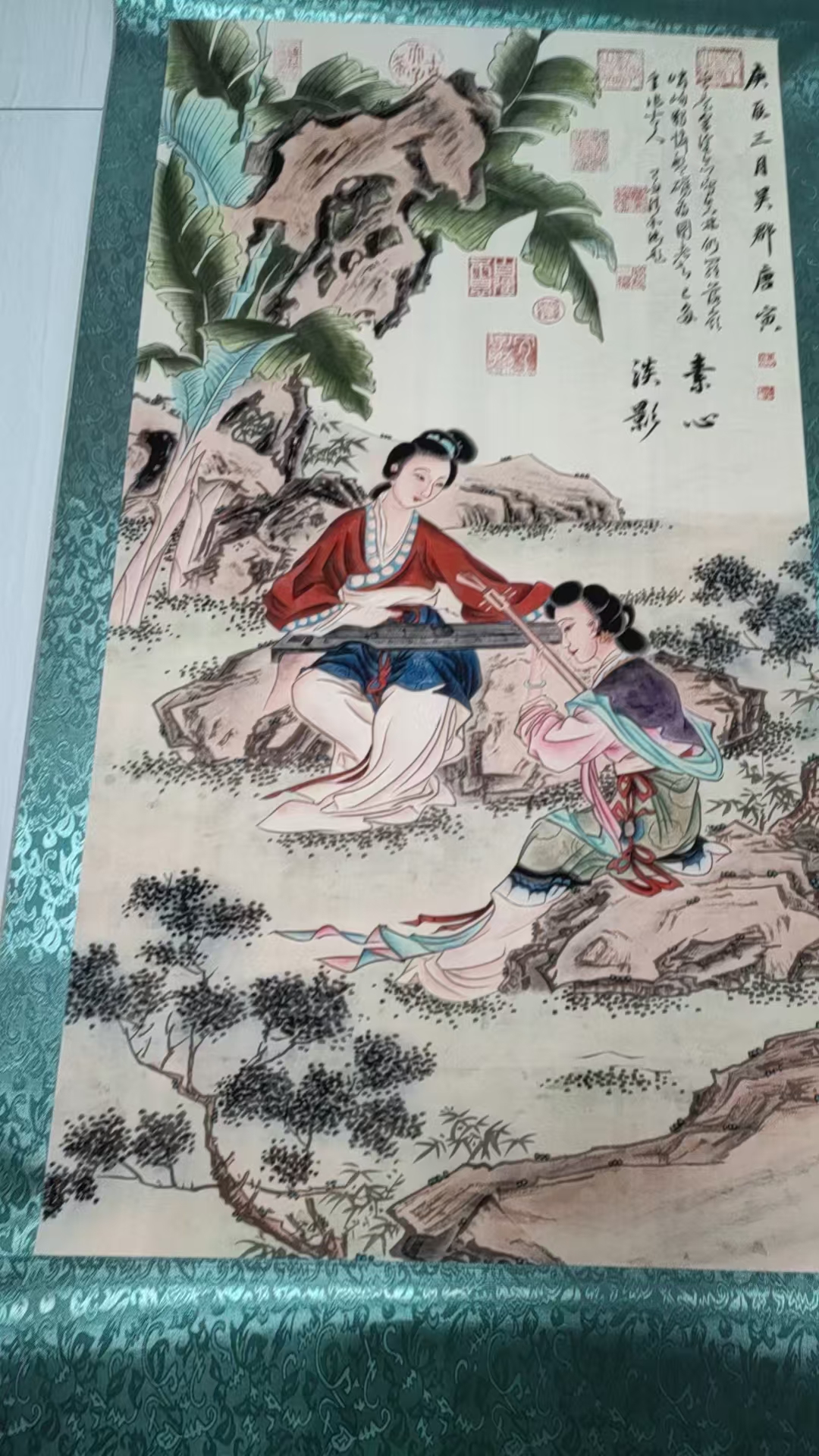 Teacher Tang Yin’s playing the qin on Jiasan, 170X70cm