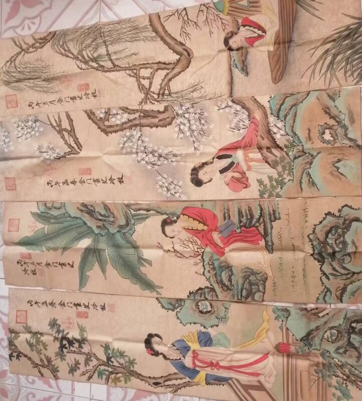 Four screens of characters by Leng Mei-國際博寶藝術品交易網