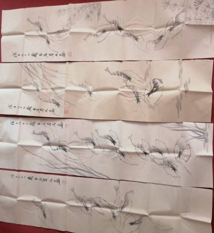Qi Baishi's four screens of shrimp-國際博寶藝術品交易網