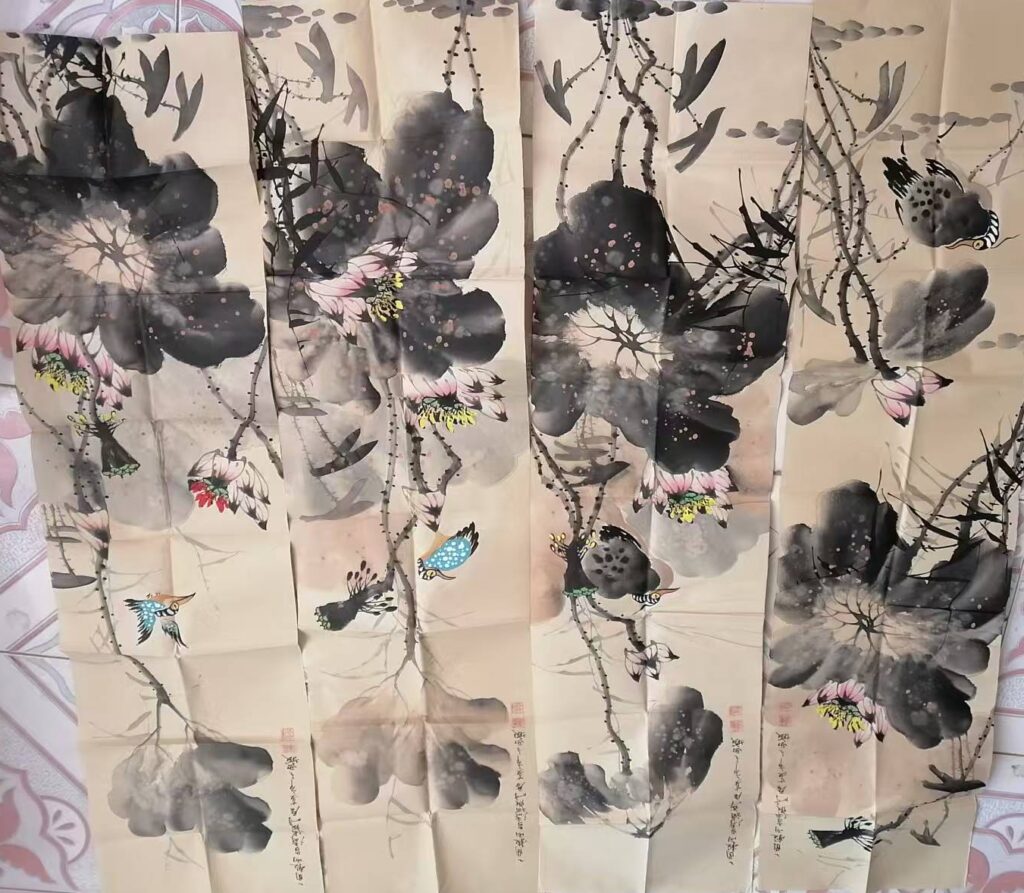 Wang Xuetao’s four-panel flower and bird painting-國際博寶藝術品交易網