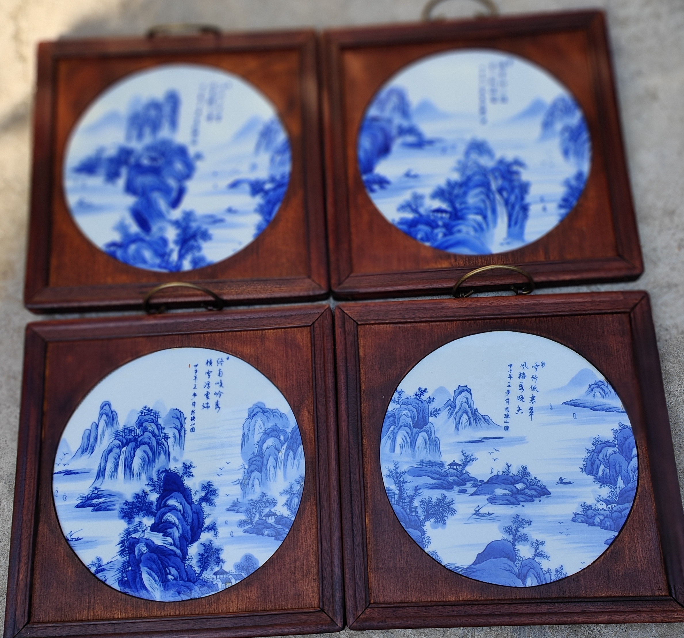 Four sets of porcelain panel paintings
