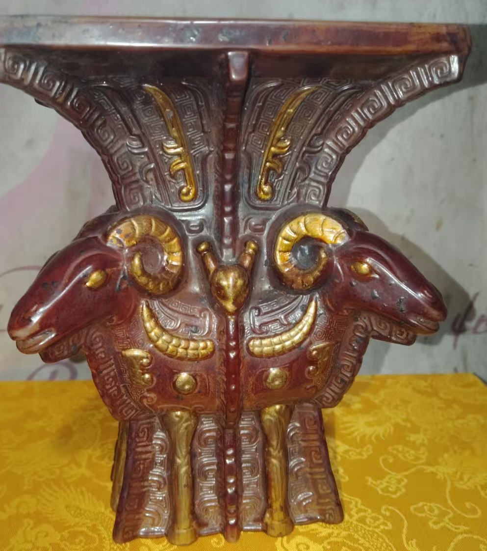 This is a Han Dynasty ancient jade four-goat square censer.